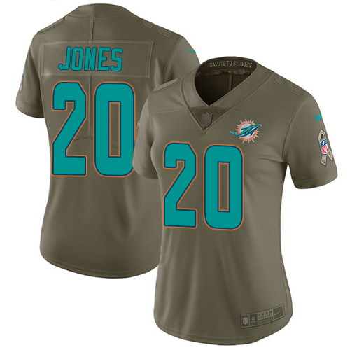 Nike Dolphins #20 Reshad Jones Olive Women's Stitched NFL Limited Salute to Service Jersey